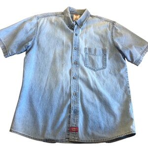Dickies Classic Denim Short Sleeve Button Down Shirt 
See pic for measurements